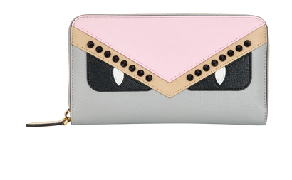 Fendi Monster Long Wallet, &pound;220, Accessories, Grey/Pink, Leather, Front view